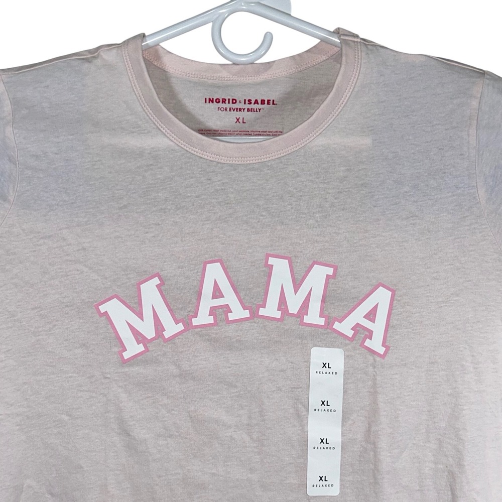 Ingrid & Isabel Pink Mama Graphic Maternity Relaxed Tee Shirt XL New